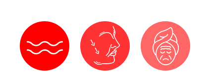 Icons representing wrinkles, facial lines and sagging skin